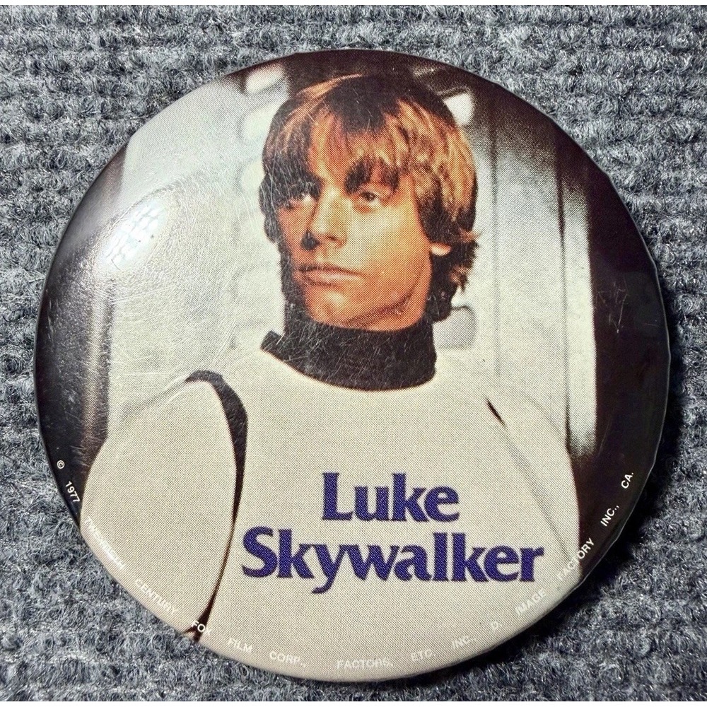 VTG 1977 ORIGINAL STAR WARS Luke Skywalker 3" Button Pinback Pin Badge FACTORS